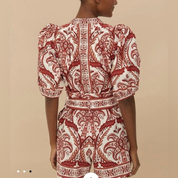FARM Rio Red and Cream Patterned Romper - Picture 2 of 7